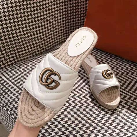 gucci white espadrille sandals.